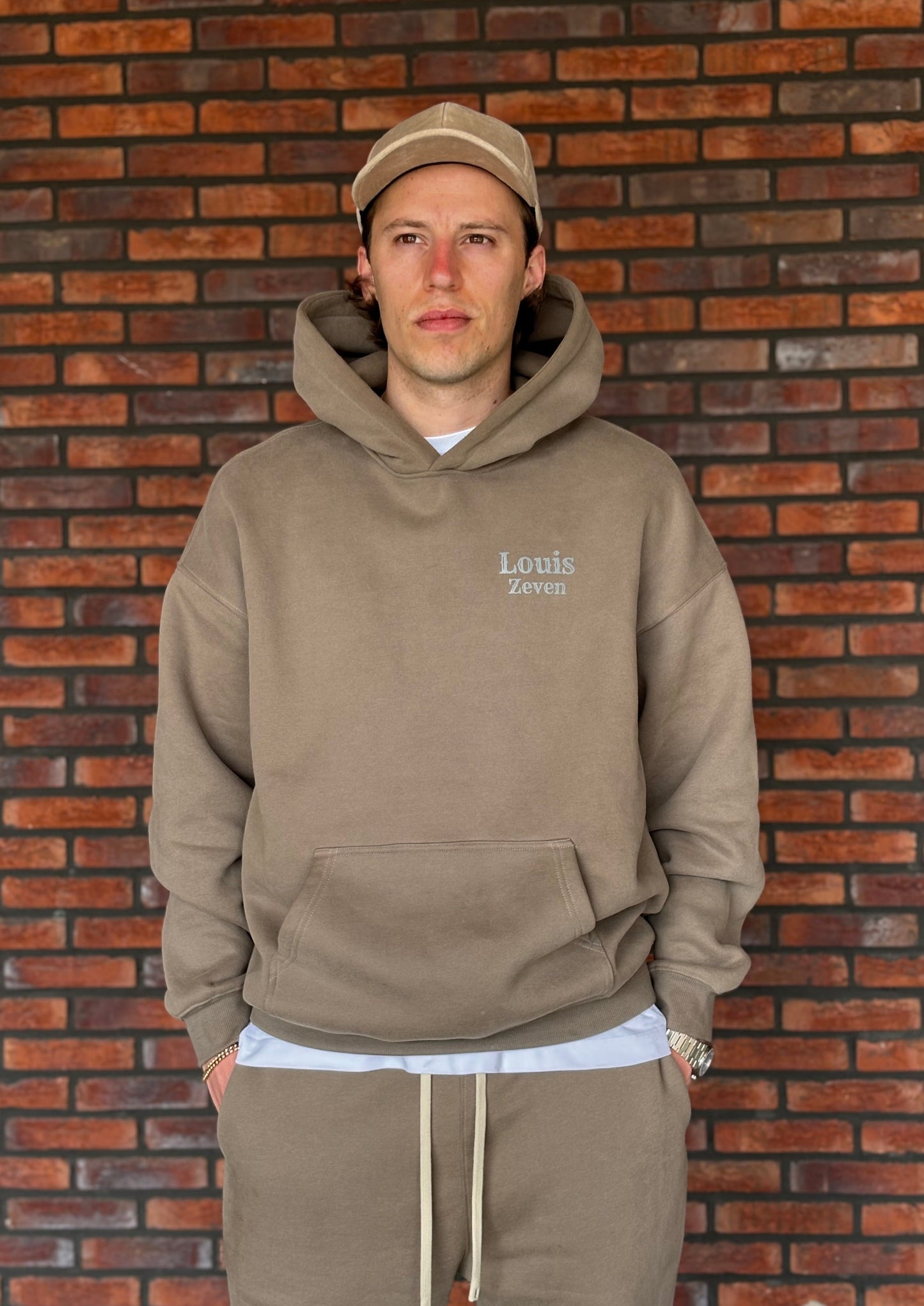 Oversized Hoodie Met Logo - Kaki