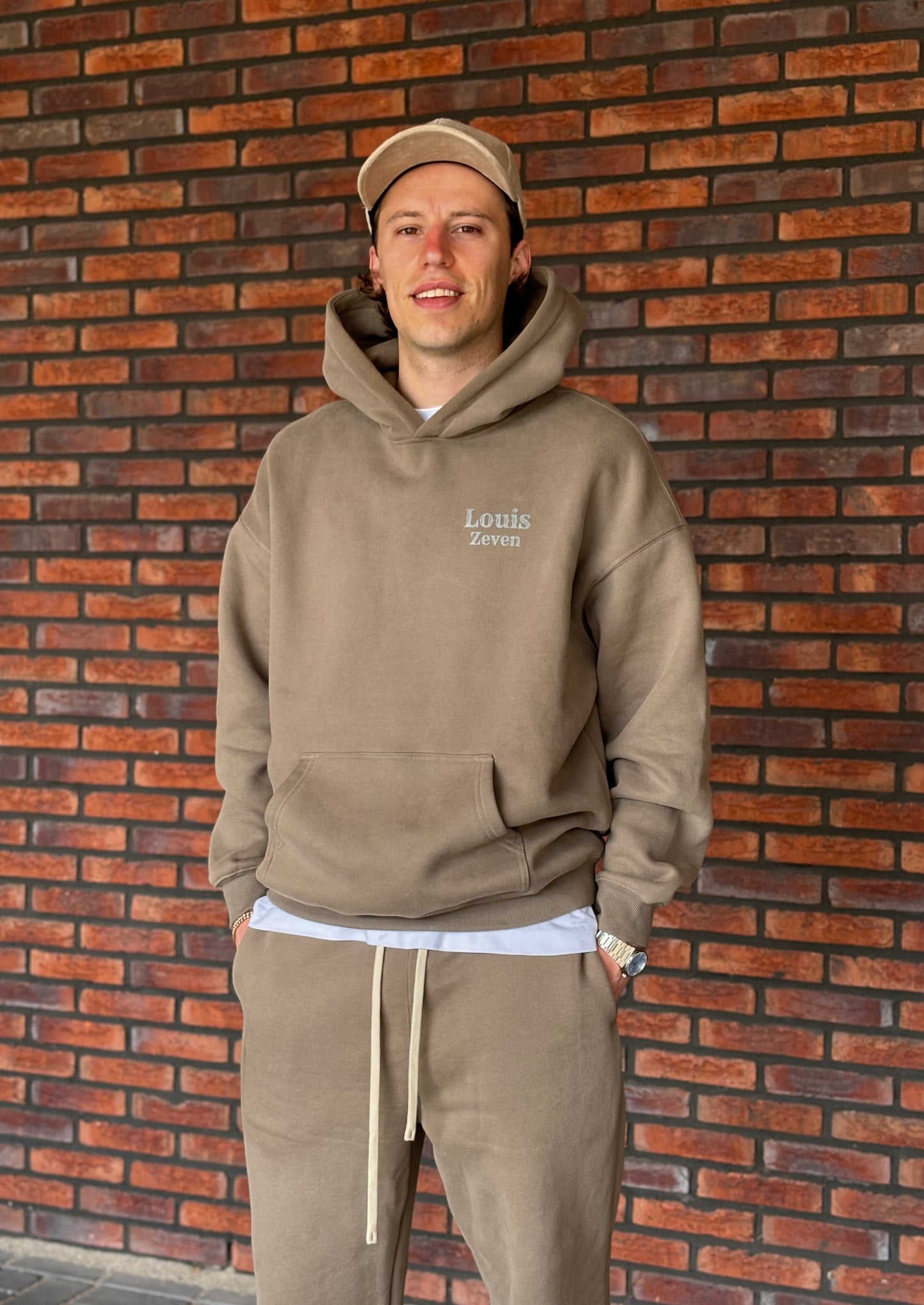 Oversized Hoodie Met Logo - Kaki